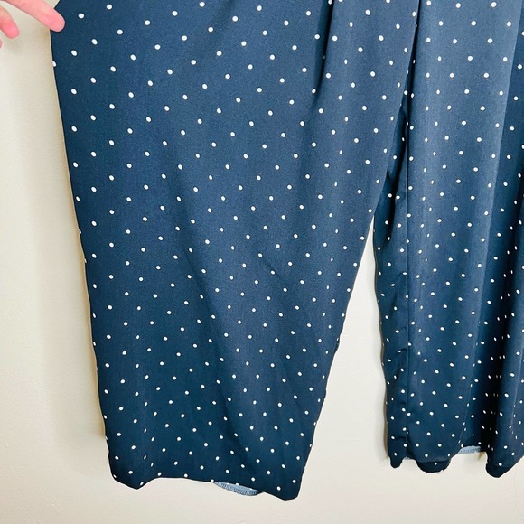 Kenar Wide Leg Pants 4 Black Polka Dot Cropped Pleated Front Trousers Belted - Picture 6 of 10